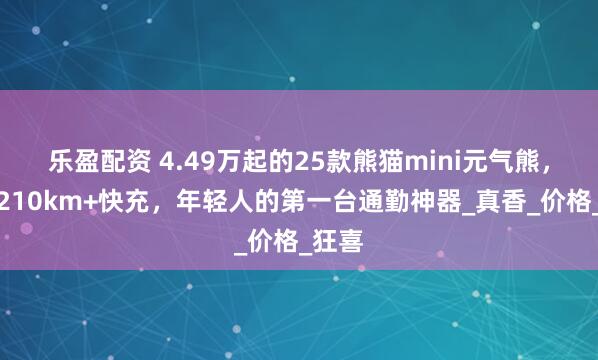 乐盈配资 4.49万起的25款熊猫mini元气熊，续航210km+快充，年轻人的第一台通勤神器_真香_价格_狂喜