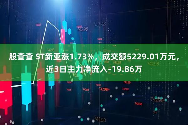 股查查 ST新亚涨1.73%，成交额5229.01万元，近3日主力净流入-19.86万